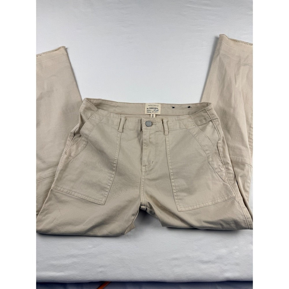 Sanctuary Standard Surplus Cargo Pants Tan Beige Frayed Hem P0395-ND143 Size 28